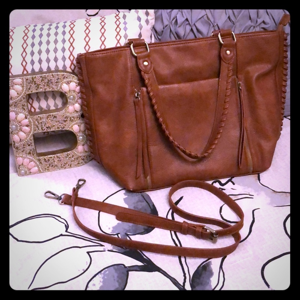 Braided Accent Shoulder Tote/Purse🎀🙂